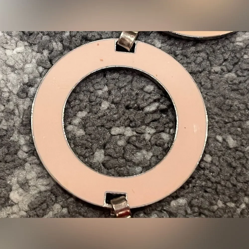 Vintage Peachy nude color enamel silver tone metal chain links belt